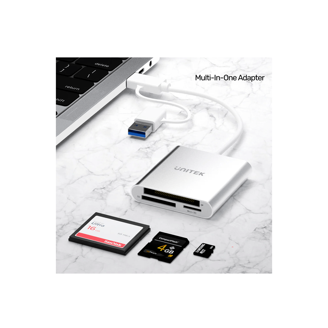 Unitek USB 3.0 3 Ports Memory Card Reader with USB-C Adapter in Qatar