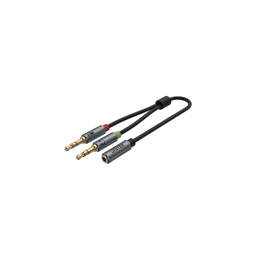 Unitek Headset Dual Adapter  3.5mm Plug to 3.5mm Jack Stereo Audio Cable 0.2M in Qatar