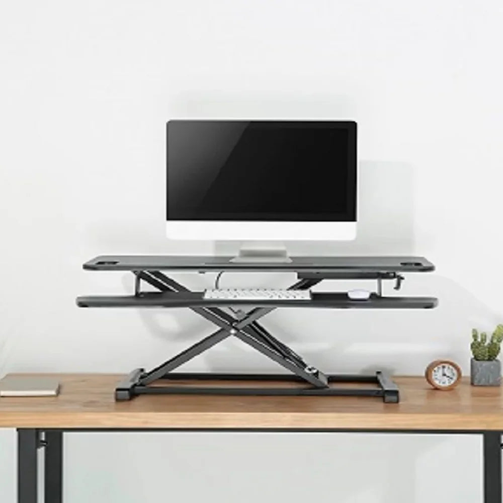 Skill Tech SHS28 02N | Gas Spring Sit-Stand Desk Converter With Keyboard Tray Ergonomic Mount