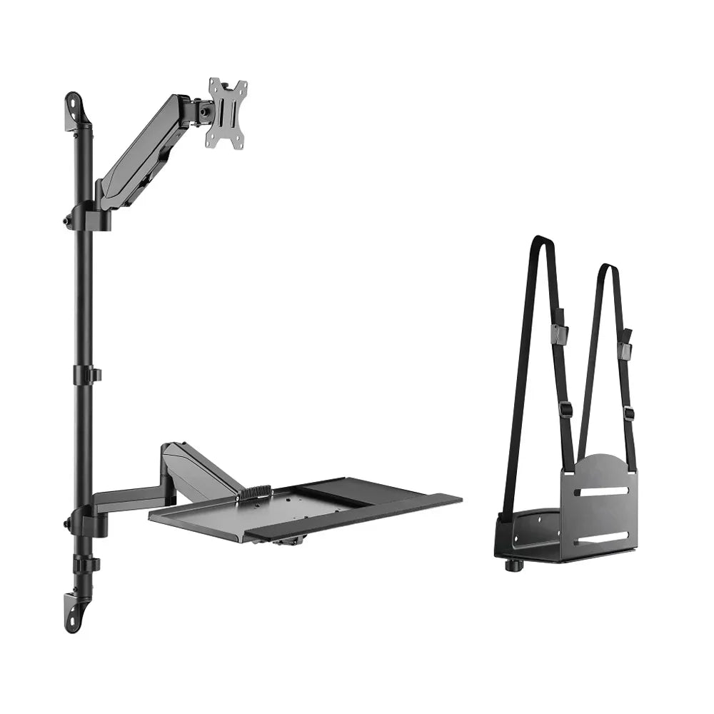 Skill Tech SHS 04W01 | Single Pole Computer Monitor Arm With CPU Holder
