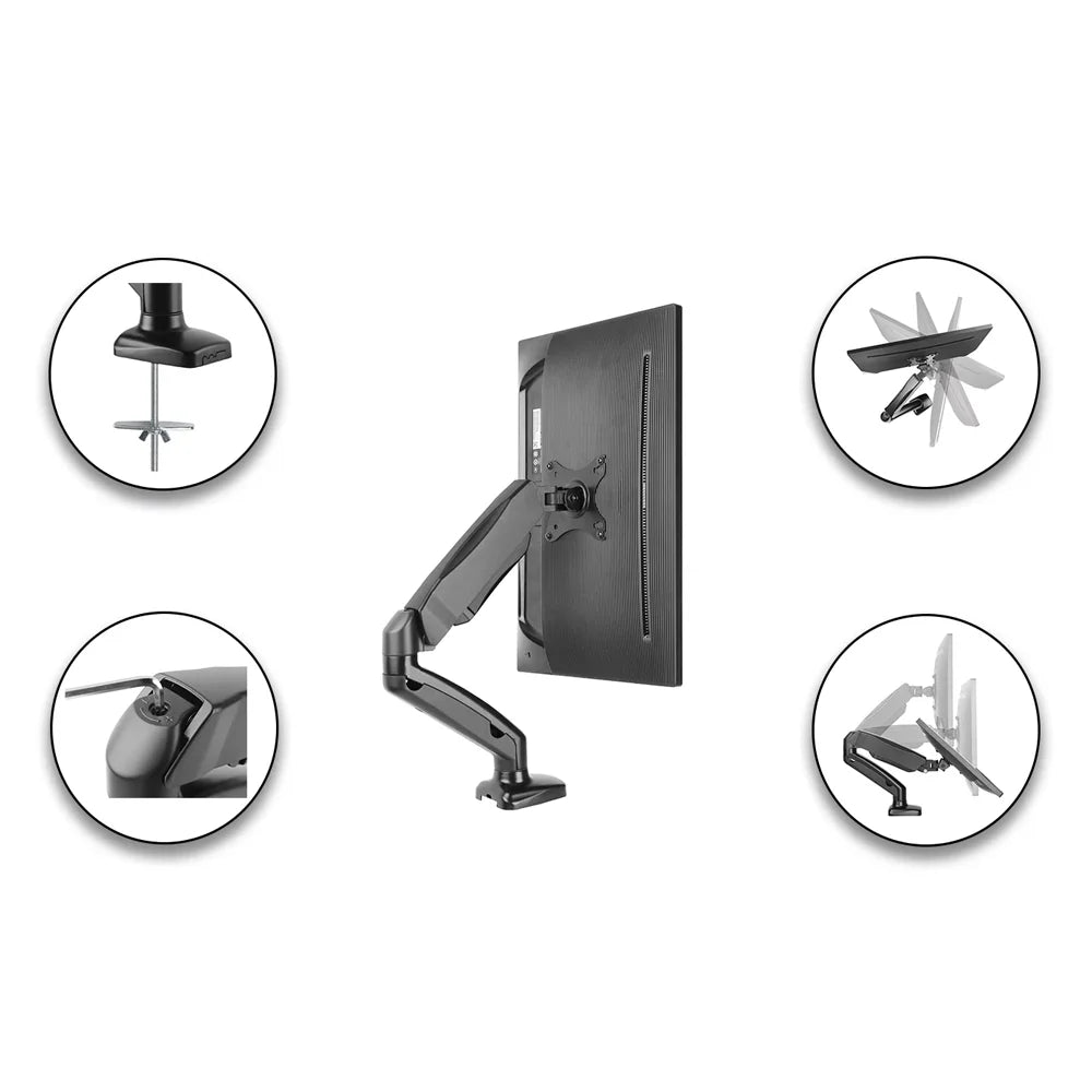 SkillTech -  SH130 C012 - Single Monitor Pole-Mounted Gas Spring Monitor Arm