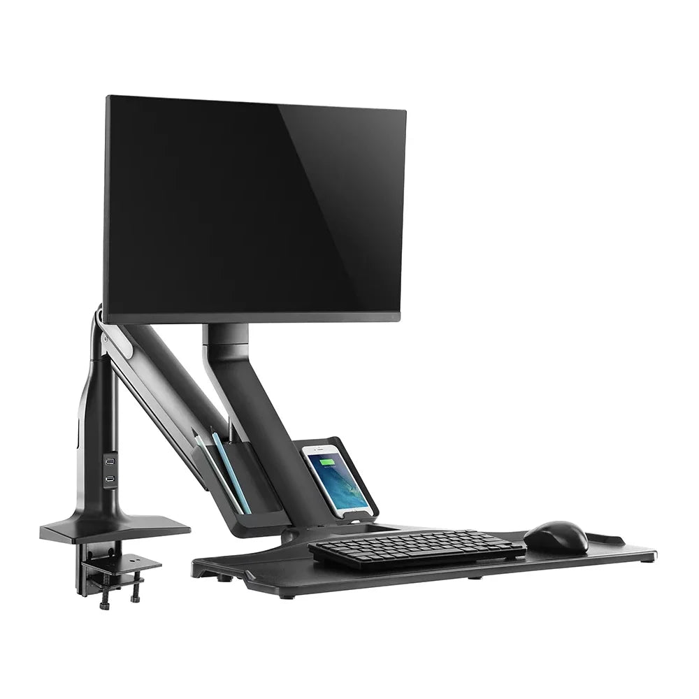 Skill Tech SHS 21 C01 | Gas Spring Floating Sit-Stand Single Monitor Mount