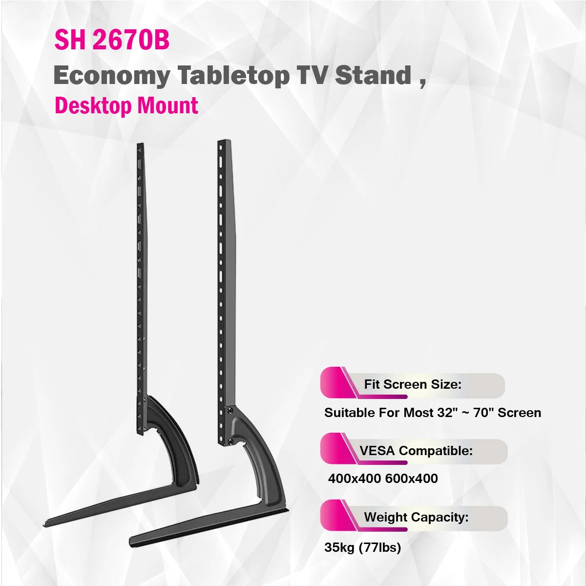 SkillTech - SH 2670B - Economy Tabletop TV Stand , Desktop Mount