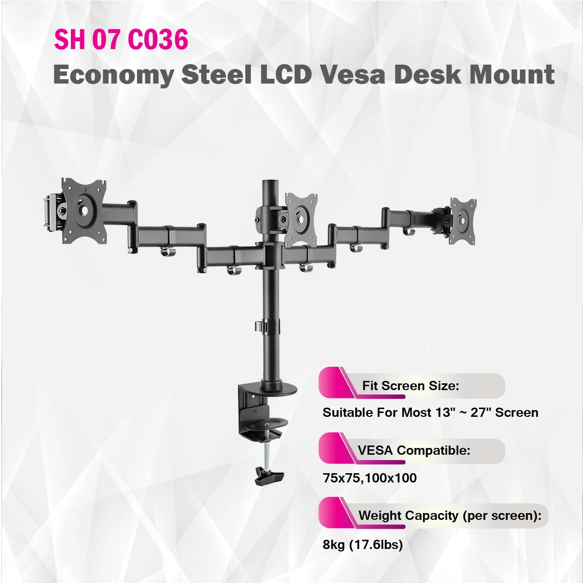 Skill Tech SH070 C036 - Economy Steel LCD Vesa Desk Mount