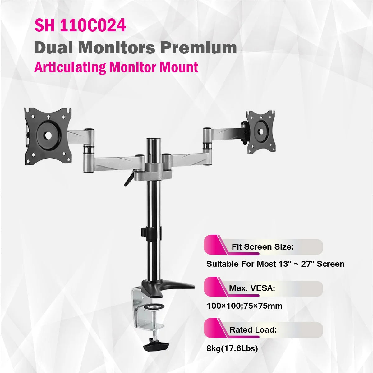 Skill Tech SH 110 C024 - Dual Monitors Premium Articulating Monitor Mount