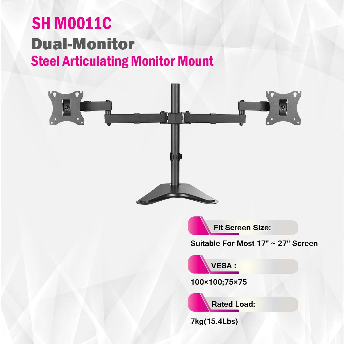 Skill Tech SH M0011C | Dual-Monitor Steel Articulating Monitor Mount
