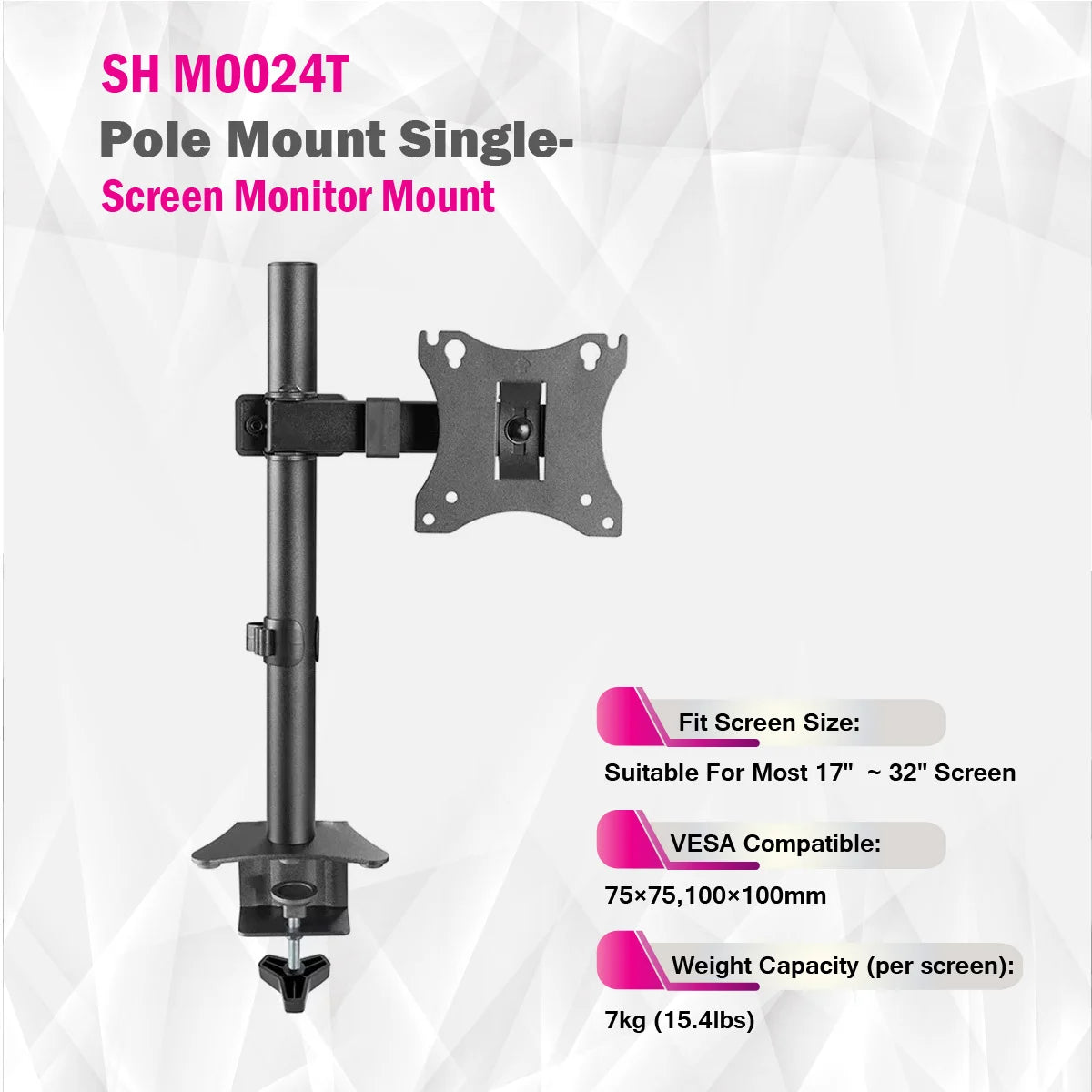 SkillTech - SH M0024T - Pole Mount Single-Screen Monitor Mount