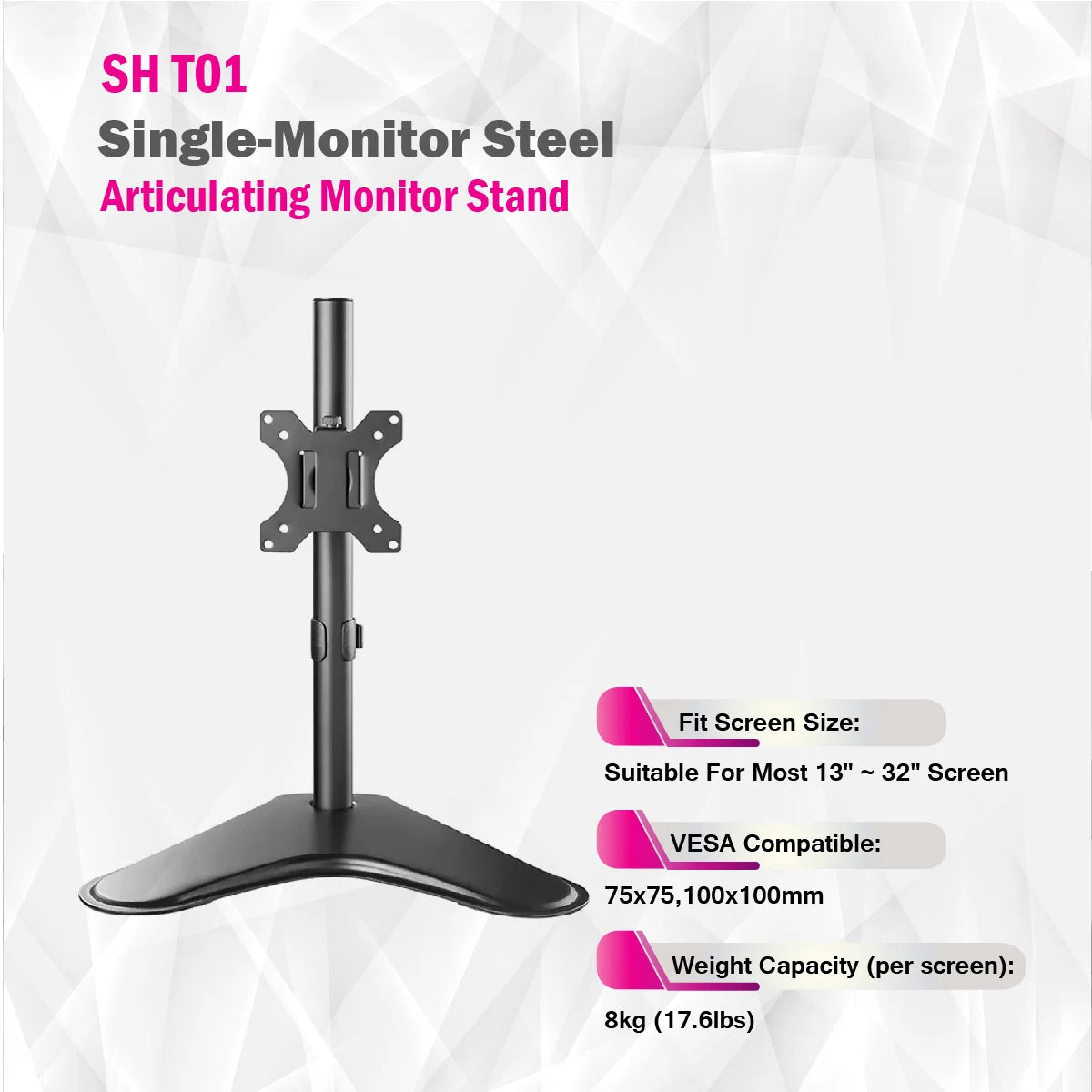 SkillTech -SH T01 - Single-Monitor Steel Articulating Monitor Mount