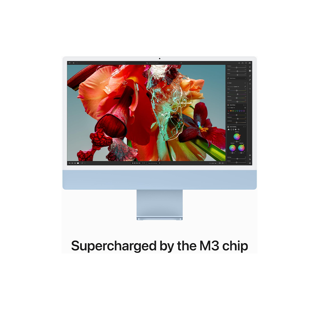 Apple iMac 24-inch (2023) – M3 with 8-Core CPU / 8GB RAM / 256GB SSD / 8-Core GPU / macOS Sonoma / English & Arabic Keyboard / Blue