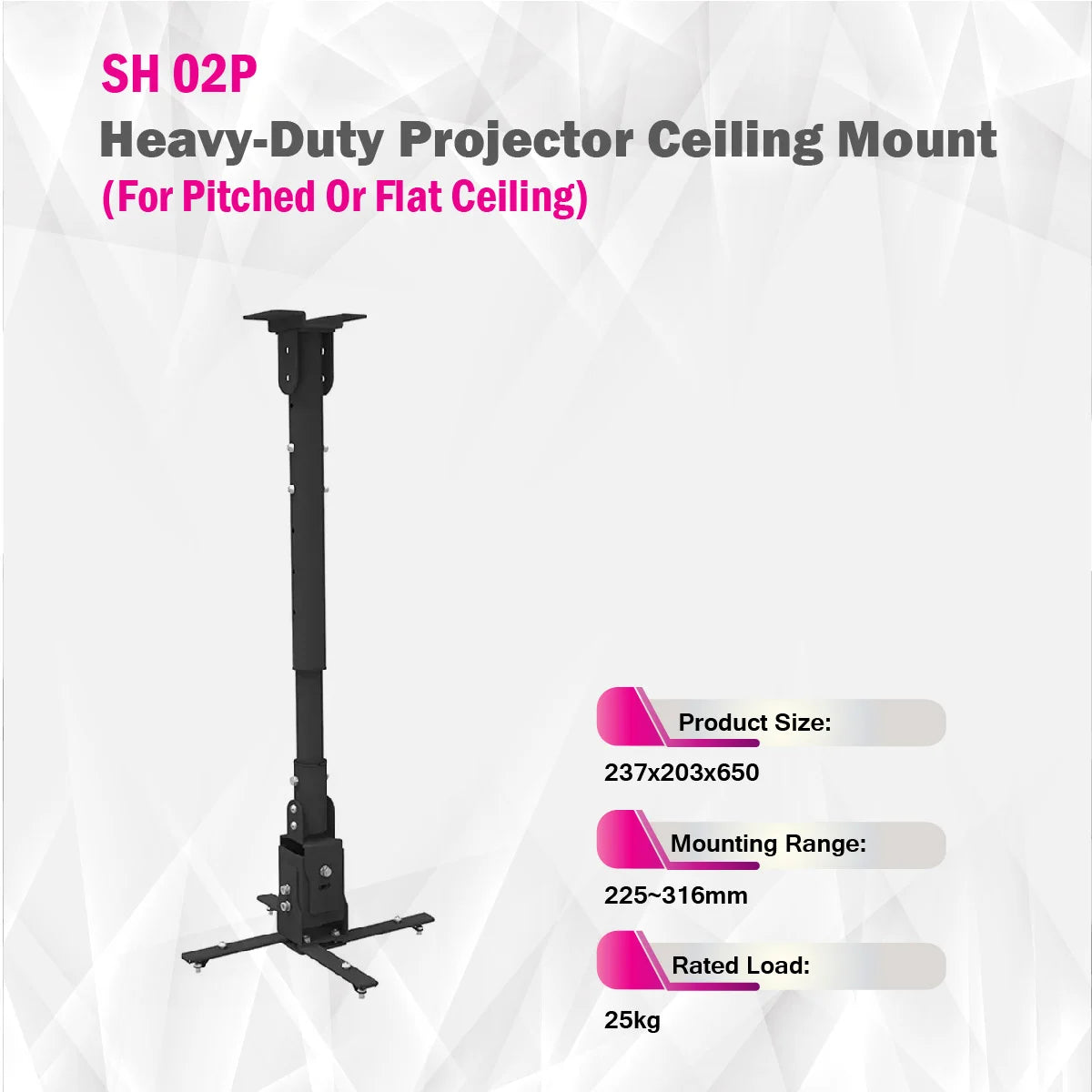 Skill Tech SH 02P - Heavy-Duty Projector Ceiling Mount (For Pitched Or Flat Ceiling)