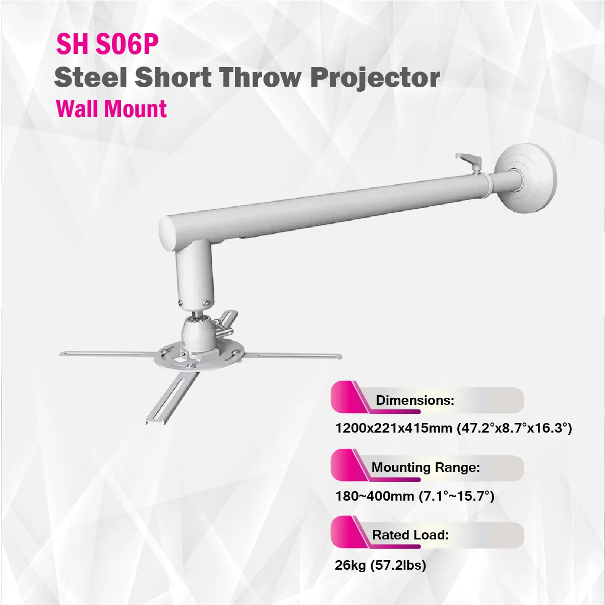 SkillTech - SH S06P - Steel Short Throw Projector Wall Mount