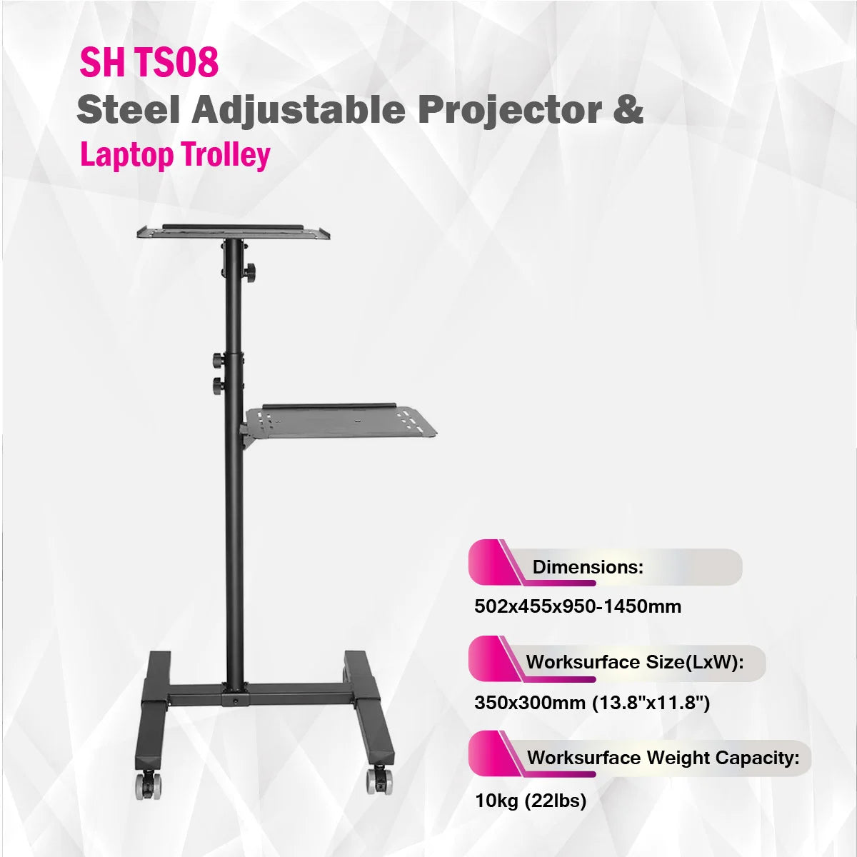 SkillTech - SH TS08 - Steel Adjustable Projector & Laptop Trolley