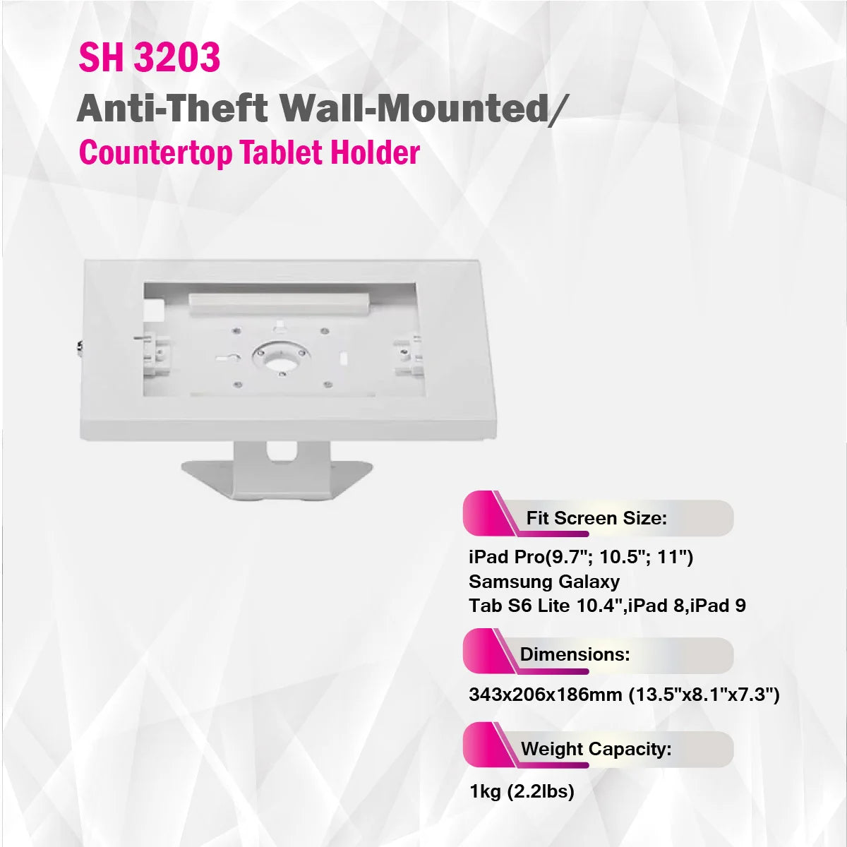 SkillTech - SH 3203 - Anti-Theft Wall-Mounted/Countertop Tablet Holder
