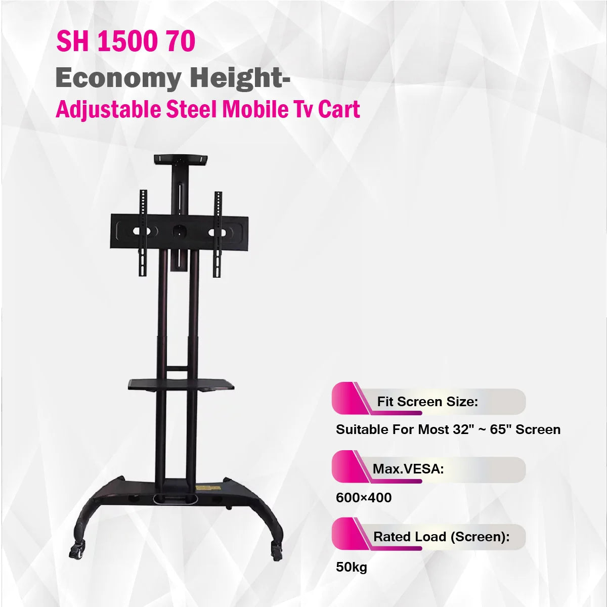 Skilltech - SH 1500 70 -Economy Height-Adjustable Steel Mobile Tv Stand