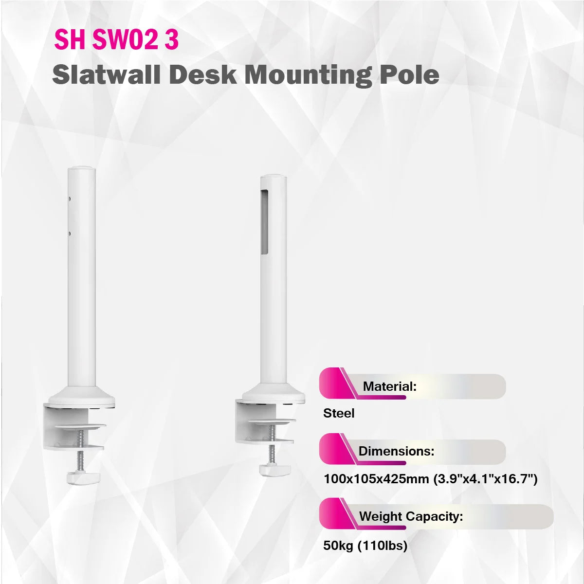 SkillTech -SH SW02 3 - Slatwall Desk Mounting Pole