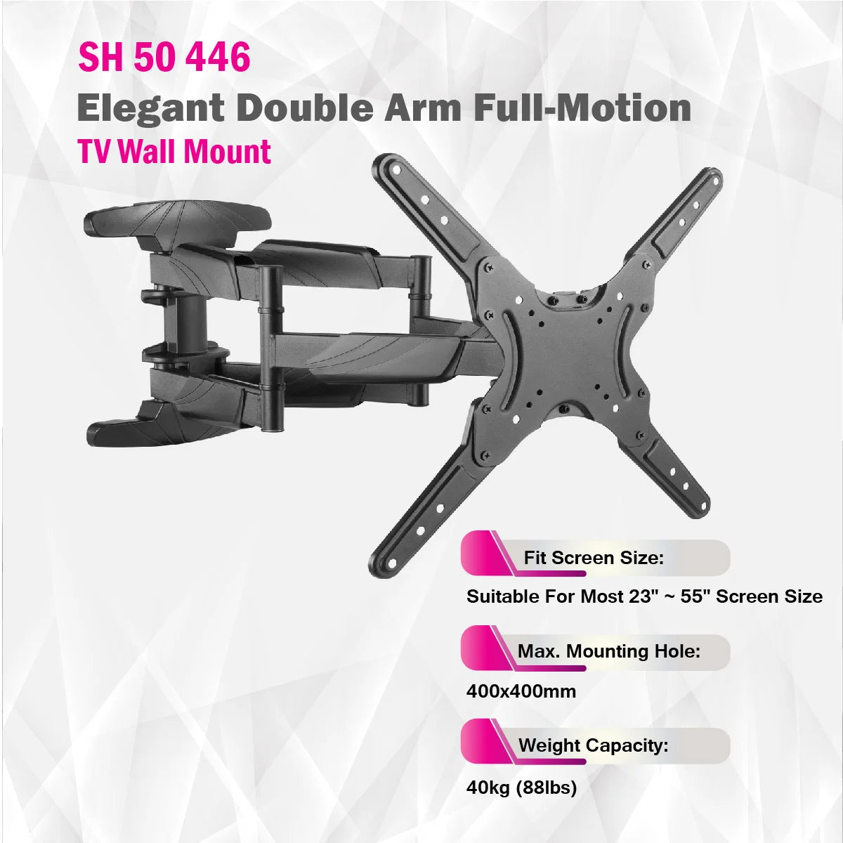 Skill Tech SH50 446P - Elegant Double Arm Full-Motion Tv Wall Mount