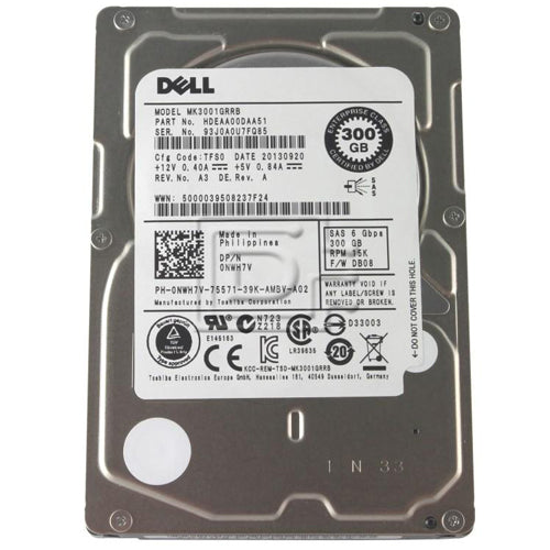 Dell 300GB 15000RPM SAS 6GBPS 32MB Cache 2.5-Inch Internal Hard Drive