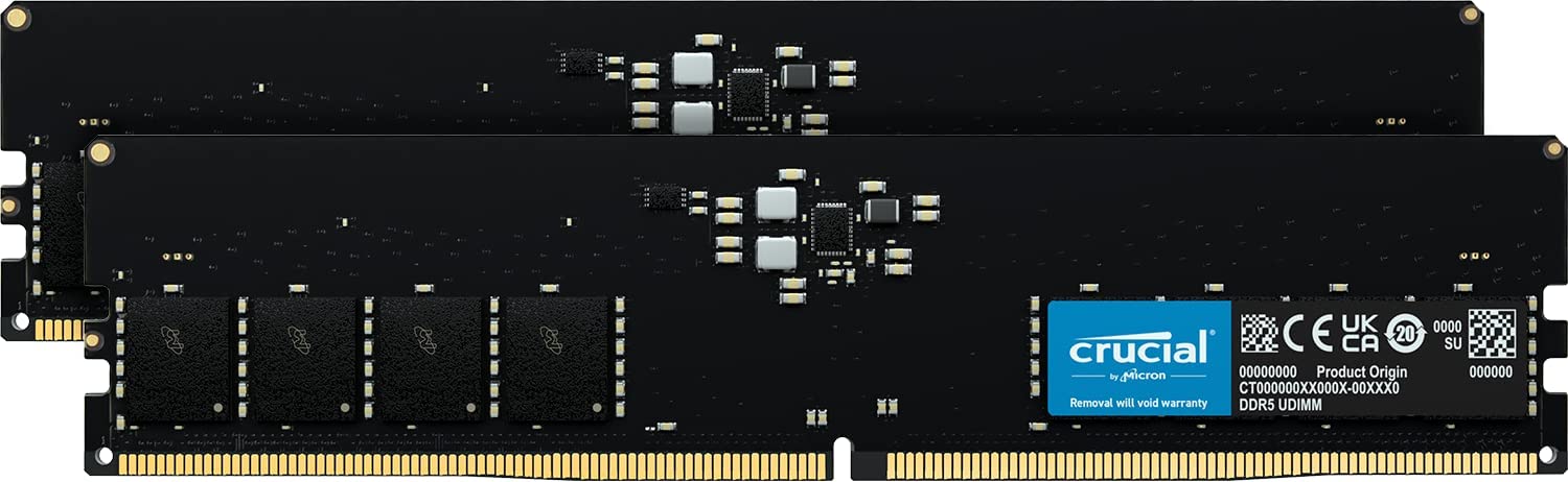 Crucial 32GB Kit (2x16GB) DDR5 5600MHz (or 5200MHz or 4800MHz) Desktop Memory