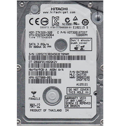 Hitachi HTS723232A7A364 320GB 7.2K 3GB/S 2.5″ SATA Hard Drive