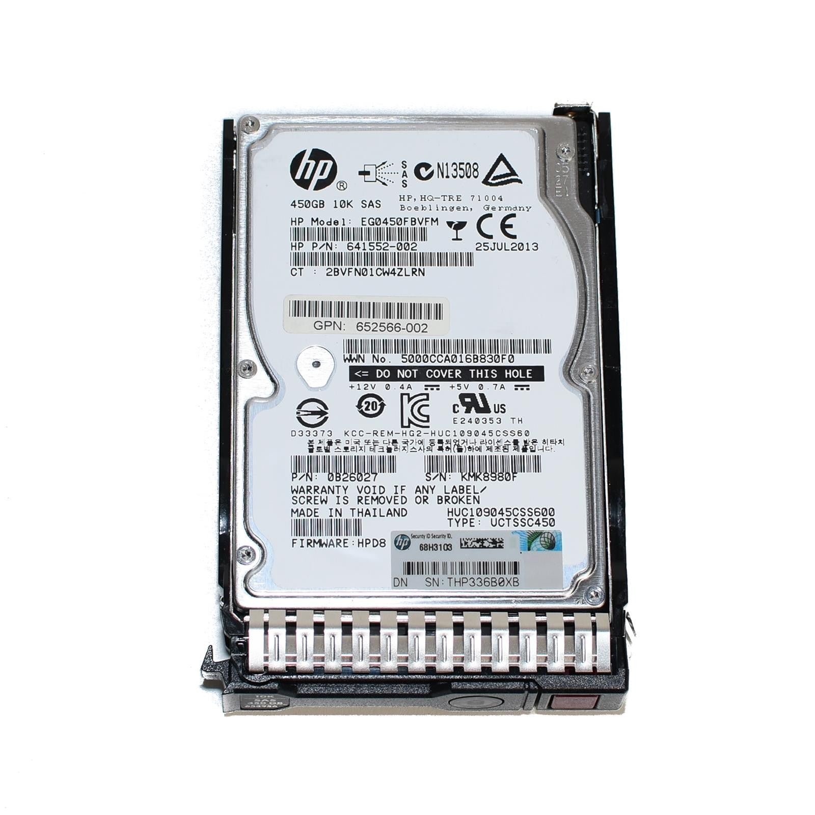 HP 450GB 10K 2.5 SAS G8 G9 653956-001 641552-002 507129-012