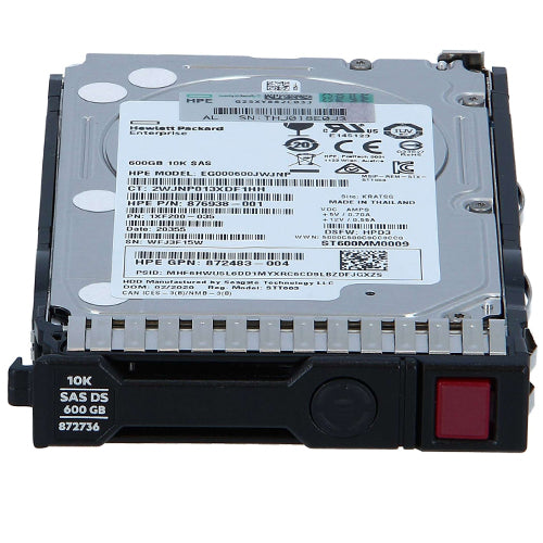 HP 872477-B21 600GB 12G SAS 10K ENT 2.5” SFF SC DS HDD