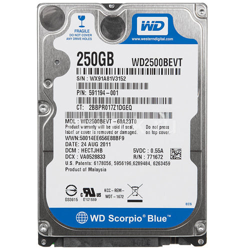 Western Digital Scorpio Blue 250GB Hard Drive 2.5″ WD2500BEVT