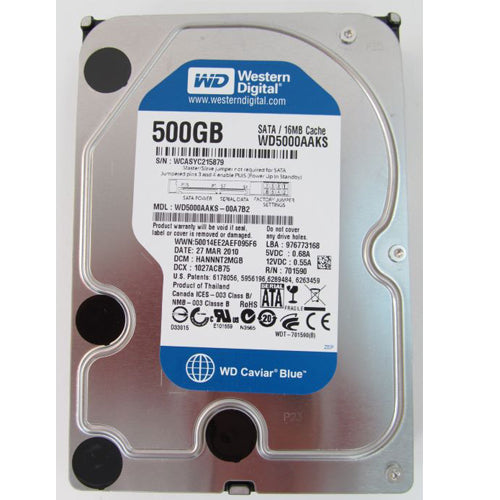 WD 500GB BLUE WD5000AAKS-75A7B0 3.5″ SATA Internal Hard Drive